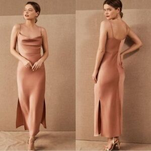 BHLDN Cali Satin Charmeuse Silky Slip Midi Dress Size 0